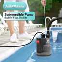 FLUENTPOWER 3/4HP Submersible Sump Pump 3300GPH Utility Water Pump, Auto/Manual Control by Integrated Float Switch with 16.4 Ft Cord for Pool Tub Garden Pond Flooded Basement Draining