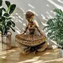 ICE ARMOR 7" H Seated African Holding Woven Basket Figurine Statue Sculpture Ornament Decoration Home/Room Decor and Gift Ideas for Housewarming, Holidays and Birthdays Great Collectible Addition