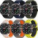 6 Pack Marine Silicone Band for Samsung Galaxy Watch Ultra Bands 47mm Men/Women,Waterproof Soft Sport Strap Compatible with Samsung Watch Ultra Band for Men/Women Breathable Replacement Correa Reloj (12-StarlightOrange/SpaceGrey Orange/LimeGrey/BlackGrey/MidnightBlue Black/ArmyGreen Black)