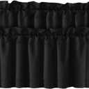 H.VERSAILTEX Blackout Valances for Window, Black Kitchen Valances Curtains for Living Room/Bedroom/Bathroom Short Window Privacy Decorative Rod Pocket 2 Packs, 52" W x 18" L, Black
