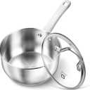 KOCH SYSTEME CS 1 Quart Stainless Steel Saucepan, 1 Quart Saucepan with Lid, Premium Steel Sauce Pan, Indutcion Sauce Pan with Lid, Small Sauce Pot, Stainless Steel Pot 1 QT, Oven Safe (Silver)