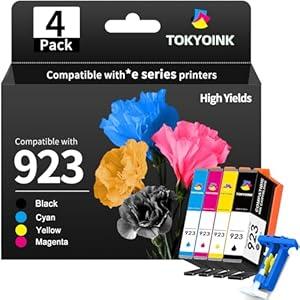 923 Ink Cartridges Combo Pack Replacement for HP 923 Ink Cartridges Work for OfficeJet 8120 8122e 8123 OfficeJet Pro 8130 8135e 8138e 8139e Printer Without Chip (Black/ Cyan/ Yellow/ Magenta 4 Pack)