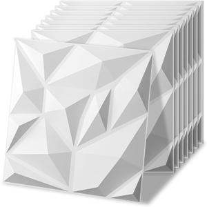 Art3d 20 Pack Decorative 3D Wall Panels for Interior Wall Decor Living Room, 11.8"x11.8" Cover 19 Sq.Feet White PVC Panels for Bedroom TV Background Gaming Room Decor