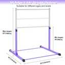 Jivifao Gymnastics Bar for Kids Ages 3-15, 3' to 5' Adjustable Height, Gymnastic Kip Bar Horizontal Bar for Gymnas, Anti-Slip and Easy to Assemble, Home Gym Equipment Indoor for Girls, Boys