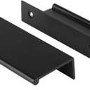 Peaha 10 Pack Black Cabinet Pulls Kitchen Handles 3 inch Aluminum Alloy Edge Finger Pull Dresser Drawer Handles (Hole Centers:3in(76mm))