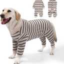 Dog Recovery Suit, Pet Surgery Suits for Female Male, Striped Recovery Shirt Dog Abdominal Wounds Bandages, E-Collar & Cone Alternative, Neuter Stop Licking Onesie Body Suits (L)
