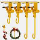Fireplace Stocking and Garland Hanger, Garland Hanger for Door Frame, Adjustable Heavy Duty 2 in 1 Double Mantel Hangers, Holds up to 20 LBS(4-Pack)