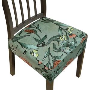 Stretch Seat Covers for Dining Room Chairs Set of 4,Dining Chair Covers, Kitchen Chair Covers,Removable Washble Dining Room Chair Seat Cover,Chair Slipcovers Protector (Pattern 10,With Zipper)