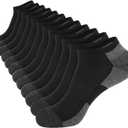 RELY+ 12 Pack Mens Cushioned Ankle Socks, Low Cut Breathable Casual Socks (Shoe Size 6-11)