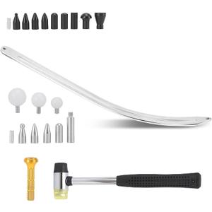Car Dent Removal Tool Kit,Curved Stainless Steel Dent Puller with M8 Thread, Fenders Repair Lifter & Hook Rods for Cars, Motorcycles, Refrigerators(Auto Body Repair)
