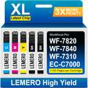 LEMERO Remanufactured Replacement for Epson 812XL Ink Cartridges Combo Pack Replacement for 812 Ink Cartridge High Yield for Workforce Pro WF-7840 WF-7820 WF-7310 EC-C7000 Printer Latest Chip (5 Pack)