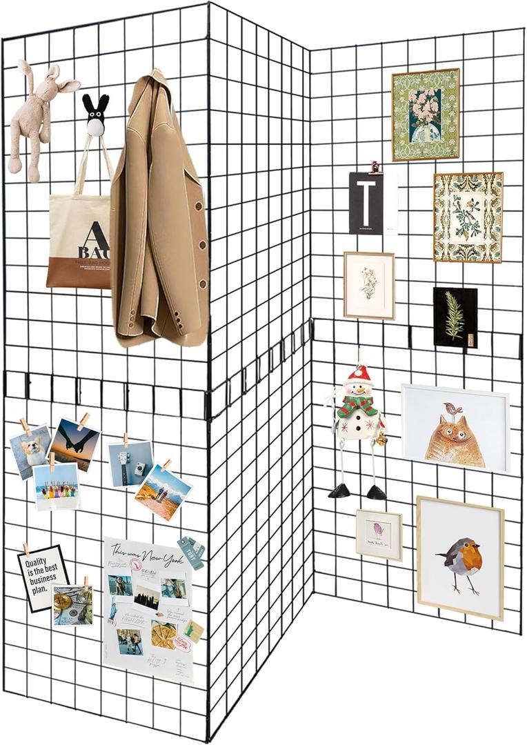 Grid Wall Panels 3 Pcs, Commercial Grade Gridwall Panels, Metal Grid Wall Panel Display Stand, You Can DIY 6 Pack 2'x3' or 3 Pack 2'x6' (Black)