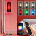 FRIDEKO HOME Floor Lamp, Color Changing Ambient Lighting for Living Room Bedroom, Standing Lamp with App & Remote Control, Tall Corner Lamp for Christmas Home Decor, 9W 800LM, Foot Switch, Black Shade