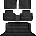 Floor Mats & Cargo Liner Fit with 11th Gen Honda Civic 2022-2025 2026 Sedan (Fits Rear Seats with or Without USB Ports), Full Set All Weather Protection 1st, 2nd Row Car Liners & Trunk Mat