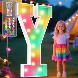 Ledido 4FT Marquee Light Up Letters, 34 Colors Changing Marquee Letter 4 Feet Tall with Remote, Big Letters for Party Wedding Graduation Birthday Decorations, Large Light Up Letter Y