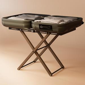 Luxury Expandable Luggage Rack for All Suitcase Sizes, Folding Stand Essential for Hotels, AirBnB, Guest Room; Extends 35 Inches, Holds up to 170 lbs, Durable Steel & Solid Wood, NO Assembly Required