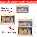 ETMI Bamboo Bread Box for Kitchen Counter-Large Capacity Bread Storage Container Farmhouse Bread Box with Window Bread Holder, 9.4 "x15.7"