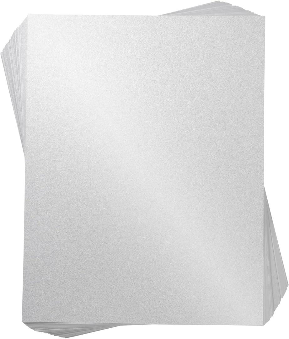 Shimmer Paper - 96-Pack White Metallic Cardstock Paper, Double Sided, Laser Printer Friendly - Perfect for Weddings, Baby Showers, Birthdays, Craft Use, Letter Size Sheets, 8.5 x 11 inches