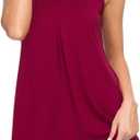 Women's Summer Tank Top V Neck Sleeveless Loose Pleated Shirt | Soft, Stretchy, Breathable, Lightweight, Skin-friendly, Long Length, Runs True to Size, Outings, Work, Vacation (Red, L)