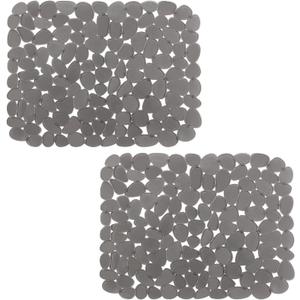 Bligli Pebble Sink Mat for Stainless Steel/Ceramic Sinks, 2 Pack PVC Sink Protectors Mats for Bottom of Kitchen Sink, Dish Drying Mat for Dishes and Glassware, 15.7 x 11.8 inch, Grey (Gray)