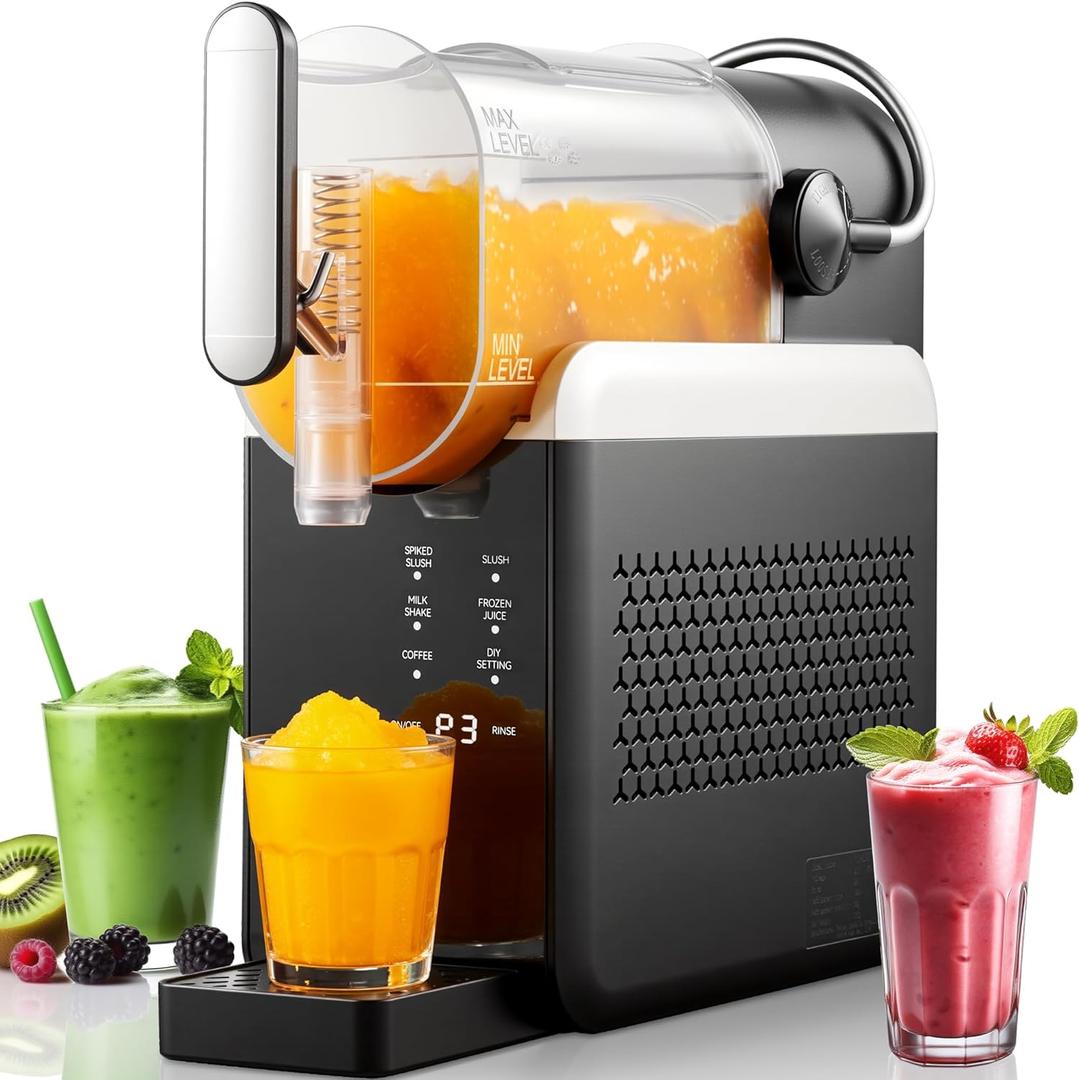 Slushie Machine, Slushy Machine for Home, Noise Reduction No Ice Needed 6 Preset Programs, DIY 8-Speed Free Adjustment, Auto-Cleaning, Perfect for Spiked Slush, Frozen Juice, Milkshake, Ice Coffee
