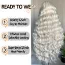 SOKU 13x6 Lace Frontal Wig 32 Inch Sliver Color Boby Wave Pre-plucked Hairline with Baby Hair Transparent Lace Heat Friendly Synthetic Light Grey Lace Front Wavy Wigs for Women Christmas Gift