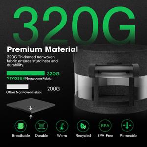 Gallon Potato Grow Bags, Thick Fabric Pots with 360 Visibility & Harvest Window, Black 20.5 Inch Cylinder