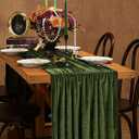 Olive Green Velvet Table Runner: 20x120 Inch Luxurious Velvet Fabric Christmas Runner- Wedding Party Reception Decorations