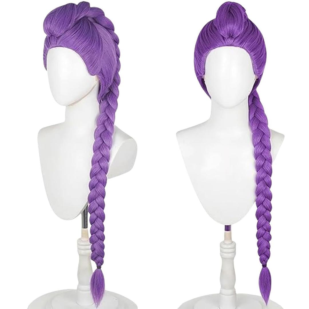 ZKR Rumi Wig for KidsLong Braided Women and Girls Halloween Cosplay Wig Props Purple