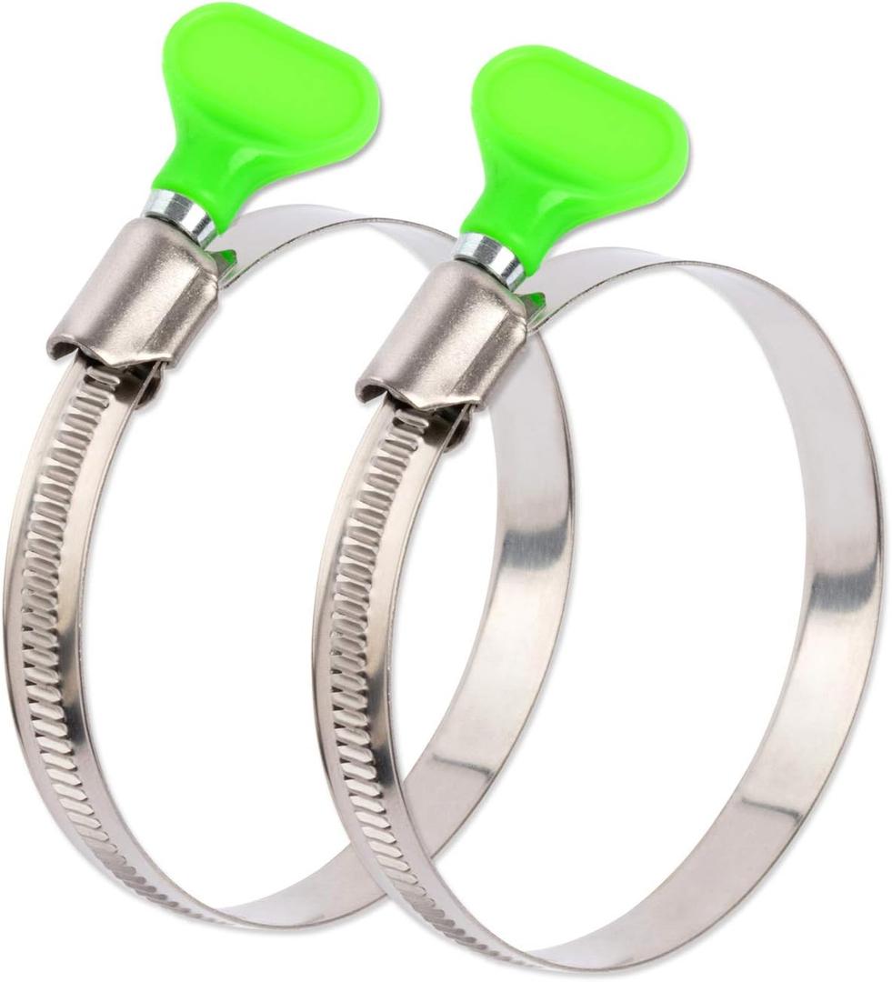 ISPINNER 2pcs 2.5 Inch Key Hose Clamp, Bandwidth 12mm Thumb Screw Adjustable Stainless Steel Hose Clamps for Dryer Vent, Dust Collector and Automotive