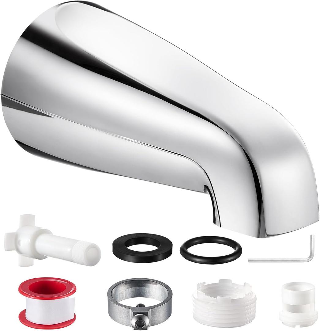 Universal Bathtub Faucet Tub Spout Fast-Fill, No-Leak, Easy Install Metal Tub Faucet Replacement, Fits 1/2" Slip-Fit Copper Pipe and 1/2" IPS & 3/4" IPS Thread Connections (Chrome)