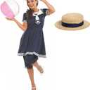 fun shack Victorian Dress Old Time Bathing Suit Women, Victorian Costume Women, Women's Fancy Dress Costume (XX-Large, Blue)