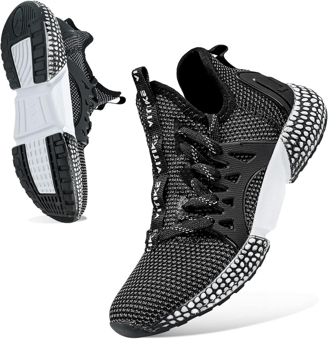 WETIKE Boy's Shoes Mesh Slip on Lightweight Running Sneakers (9 Toddler, Energy Black)