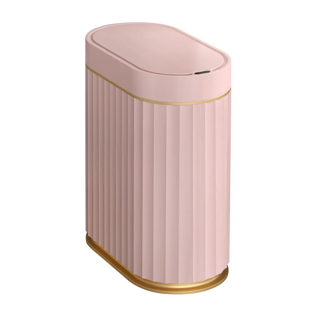ELPHECO Sensor Trash Can 2 Gallon Waterproof Motion Sensor Trash Can, Automatic Bathroom Trash Bin, Slim Garbage Can for Dorm Room, Pink Gold