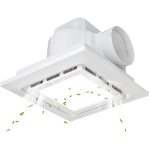 Bathroom Exhaust Fan with Light 10" Ultra Quiet Ventilation Fan Combo 1.0 Sone 130CFM 8.3x8.3 Mount (3-Color)