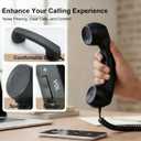 Retro Phone Handset for Type-C Devices, Vintage Style Cell Phone Receiver with Volume Control & Mic, Noise Reduction Wired Landline Handle Receiver for Mobile Video Conferences,Calls,Meetings (Pink)