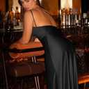 Memoriesea Women's Sexy One Shoulder High Split Cocktail Wedding Party Maxi Dress (Black), Large