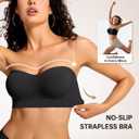 Vertvie Strapless Bras for Women Non-Slip Push Up Wireless Bandeau Bra Seamless Comfort Padded Tube Top Supportive Bralette (Black, XXL)