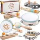 Baby Musical Instruments - Montessori Musical Toys for Toddlers 1-3, Wooden Percussion Instruments Set, Kids Preschool Educational Music Learning Toys, Birthday Gifts for Boys Girls (Neutral)