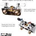 Leak-Free Kitchen Faucet Wall Mount 4" Center, Commercial Sink Faucet for Restaurant Triple 3 Compartment Sink, 3-1/2 Gooseneck 2 Hole Industrial Laundry Bar Hand Sink Faucet, Brass