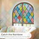 Beautysaid Window Privacy Film Stained Glass, Rainbow Window Film Decorative for Bathroom, Peel and Stick Window Cling Removable(Lattice,17.7 x 78.7 inches)