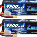 Zeee 4S Lipo Battery 5200mAh 14.8V 120C Hard Case RC Battery with XT60 Plug for RC Car Truck Vehicles RC Buggy Truggy 1/10 Scale Racing Crawler Monster RC Hobby Models(2 Pack)