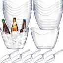 Cunhill 24 Pieces Plastic Clear Ice Bucket with Scoops Clear Acrylic Ice Tub Plastic Bucket Party Beverage Chiller Bin Parties Tub for Champagne or Beer (4 Liters)