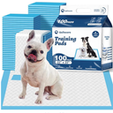 Basics LeakProof Dog and Puppy Potty Training Pee Pads with QuickDry 5Layer Super Absorbent Design, Regular Size 22 x 22 inch, Blue & White, 100 Count