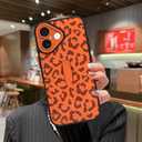 MOWIME Compatible with iPhone 17 Case with Finger Strap, Cheetah Print Shockproof Soft TPU Protective Cover for Women Girls, Anti Scratch Case for iPhone 17 6.3 Inch, Orange