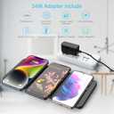 ZealSound Wireless Charging Pad, 3 in 1 Charger Mat for iPhone, Samsung Galaxy, Pixel, AirPods & Galaxy Buds, 24W Adapter Included, Ultra Slim, Case Friendly, PU Leather, for Home Office & Travel