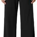 Gracyoga Wide Leg Pants for Women Stretchy Pull On Work Pants High Waisted Business Casual Trousers Slacks with Pockets (Medium, Black- Petite)