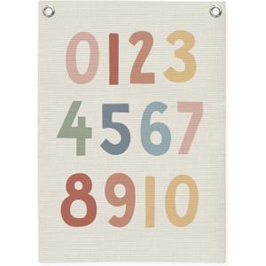 Nursery Wall Decor,Homeschool Supplies Alphabet Numbers Canvas Banner,123s Kids Learning Educational Gift for Toddler Ages 2 3 4 5,1-100 Number Chart 18x25 Inch