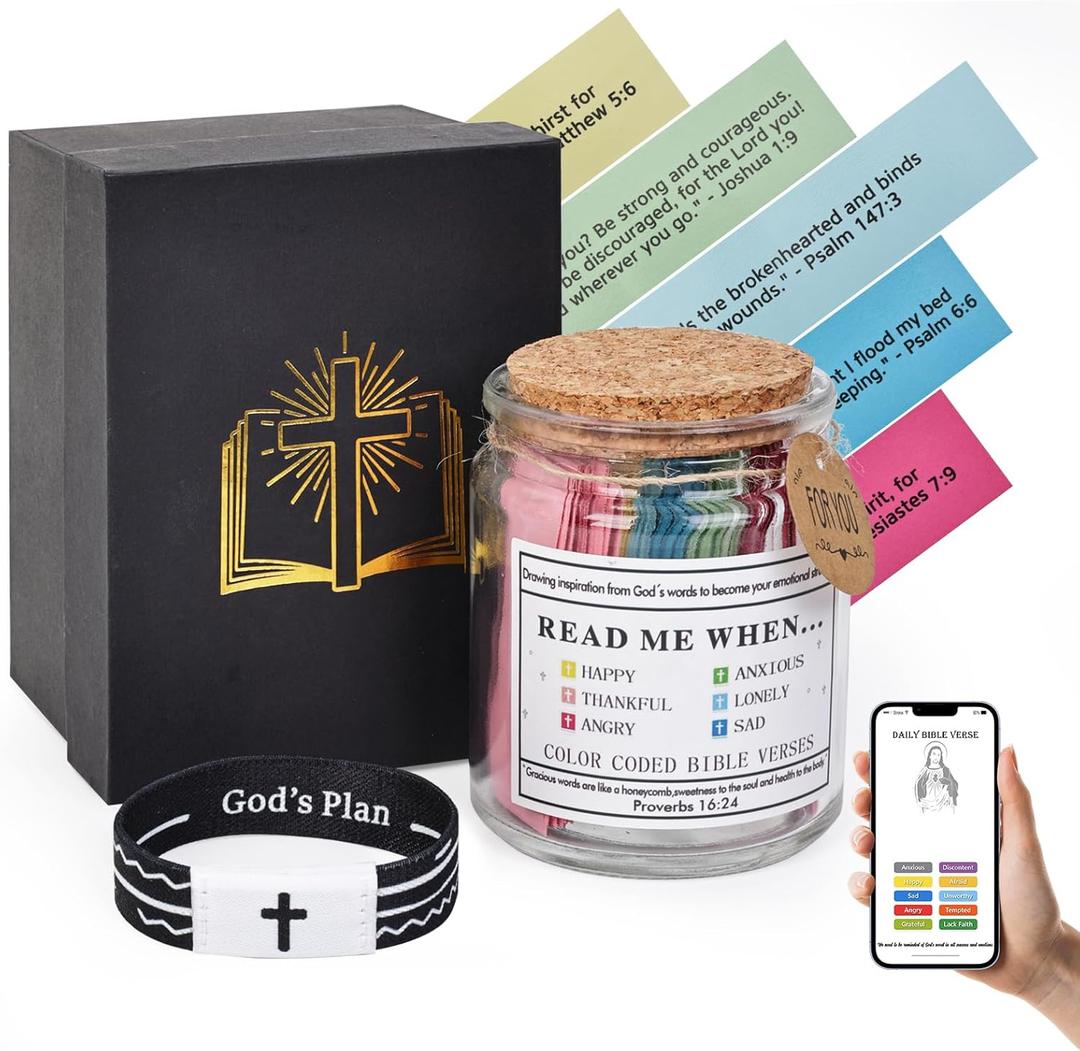 Read Me When Bible Verse Jar & Bracelets For Daily Encouragement, Inspirational Prayer & Reflection, Christian Gifts For Women and Men, Religious Graduation Gifts For Her, Gift For Mom