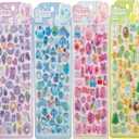 4 Sheet Bloom 3D Cute Puffy Stickers - Kawaii Resin Decorative Sticker Set for Kids, Girls, Adults, Japanese Cartoon Reusable Stickers for DIY Scrapbooks Planner Phone Case (Heart-Melting)